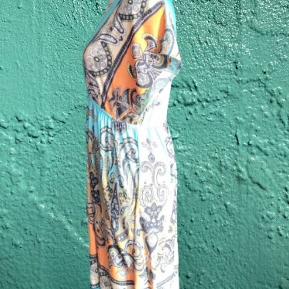 Christina Love Paisley Turquoise and Orange Cover Up For Swimsuit or Sundress - Picture 13 of 16